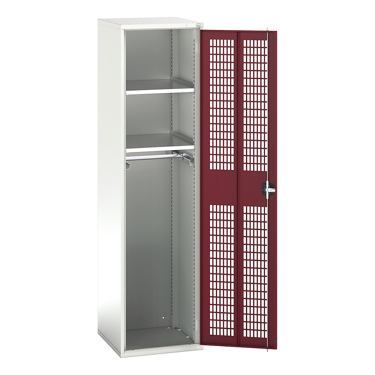 Bott Verso Workshop PPE Cupboards, Bott Verso Workshop PPE Cupboards, Bott Verso Workshop PPE Cupboards | 2000h x 525w x 550d mm | 2 Shelves | 1 Rail | Ventilated Doors | Red-0