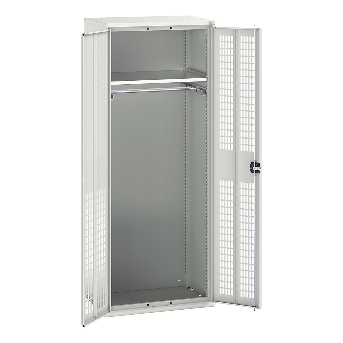 Bott Verso Workshop PPE Cupboards, Bott Verso Workshop PPE Cupboards, Bott Verso Workshop PPE Cupboards | 2000h x 800w x 550d mm | 1 Shelf | 1 Rail | Ventilated Doors | Light Grey-0