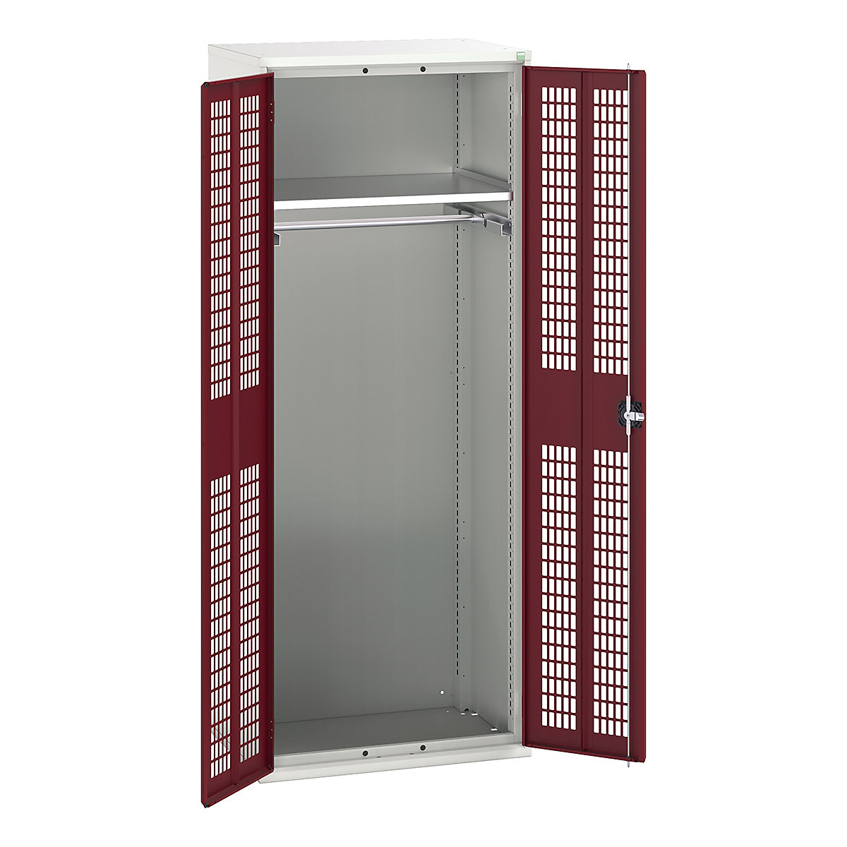 Bott Verso Workshop PPE Cupboards, Bott Verso Workshop PPE Cupboards, Bott Verso Workshop PPE Cupboards | 2000h x 800w x 550d mm | 1 Shelf | 1 Rail | Ventilated Doors | Red-0