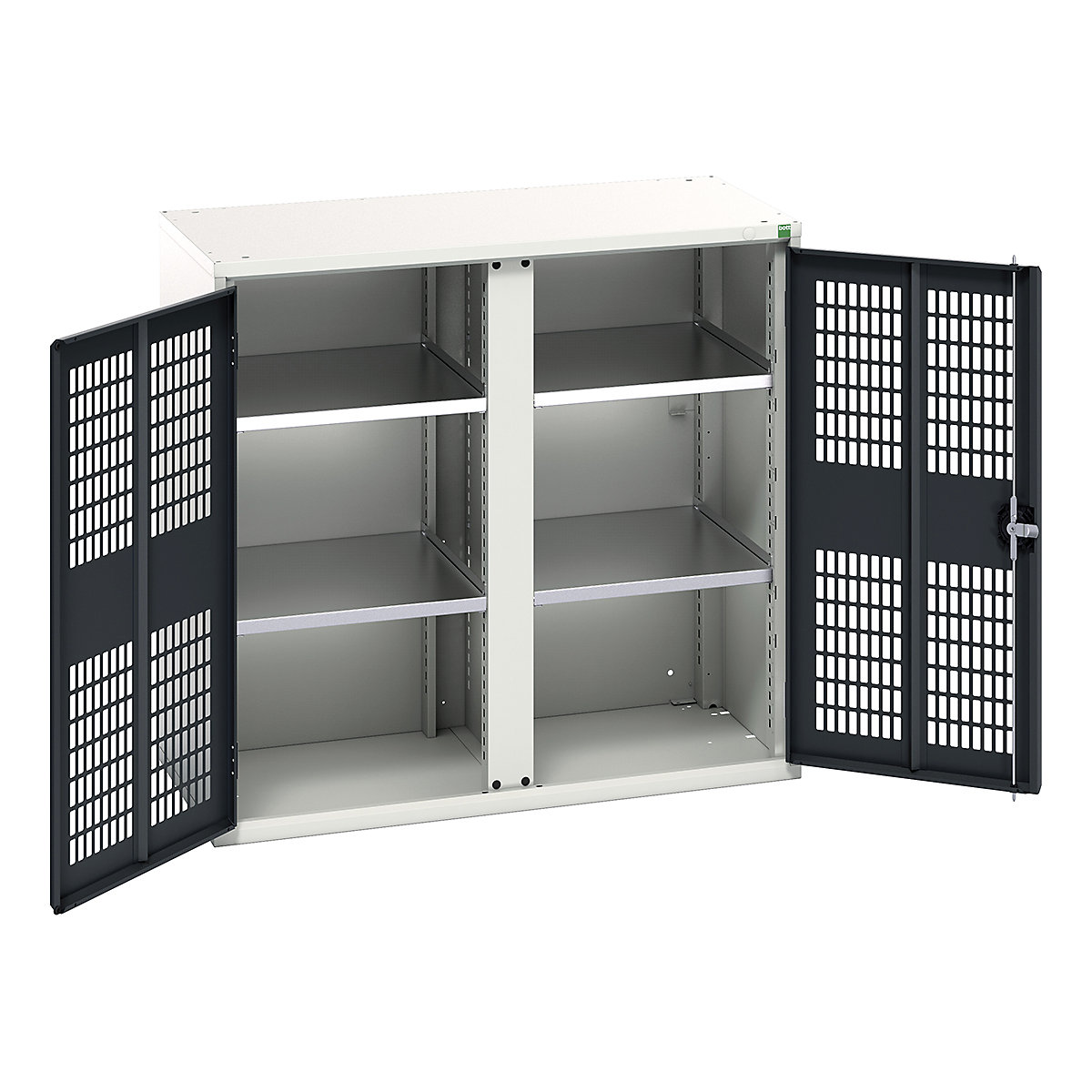 Bott Verso Workshop PPE Cupboards, Bott Verso Workshop PPE Cupboards, Bott Verso Workshop PPE Cupboards | 1000h x 1050w x 550d mm | 4 Shelves | Ventilated Doors | Anthracite Grey-0