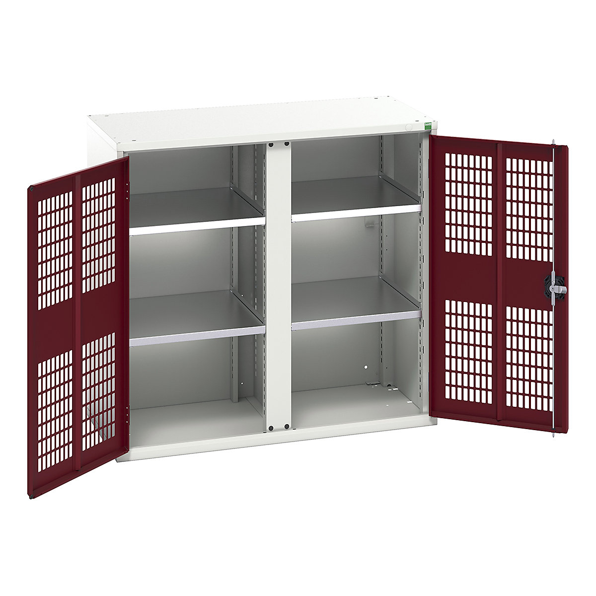 Bott Verso Workshop PPE Cupboards, Bott Verso Workshop PPE Cupboards, Bott Verso Workshop PPE Cupboards | 1000h x 1050w x 550d mm | 4 Shelves | Ventilated Doors | Red-0