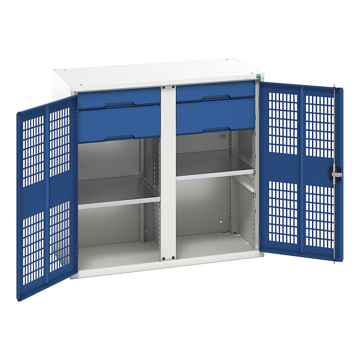 Bott Verso Workshop PPE Cupboards, Bott Verso Workshop PPE Cupboards, Bott Verso Workshop PPE Cupboards | 1000h x 1050w x 550d mm | 2 Shelves | 4 Drawers | Ventilated Doors | Blue-0