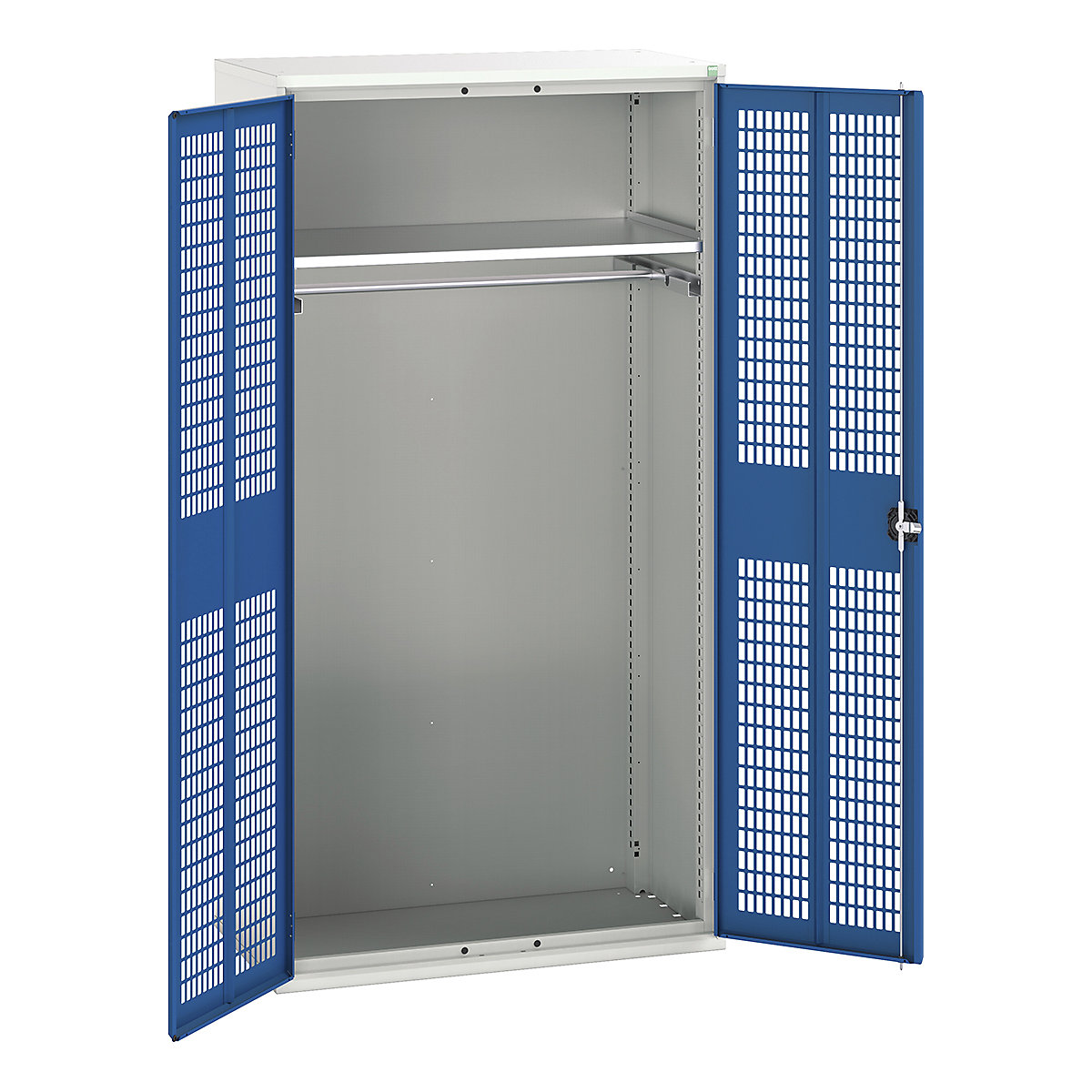 Bott Verso Workshop PPE Cupboards, Bott Verso Workshop PPE Cupboards, Bott Verso Workshop PPE Cupboards | 2000h x 1050w x 550d mm | 1 Shelves | 1 Rail | Ventilated Doors | Blue-0