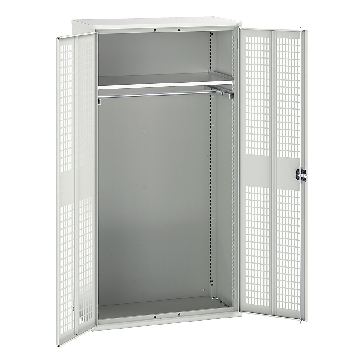 Bott Verso Workshop PPE Cupboards, Bott Verso Workshop PPE Cupboards, Bott Verso Workshop PPE Cupboards | 2000h x 1050w x 550d mm | 1 Shelves | 1 Rail | Ventilated Doors | Light Grey-0