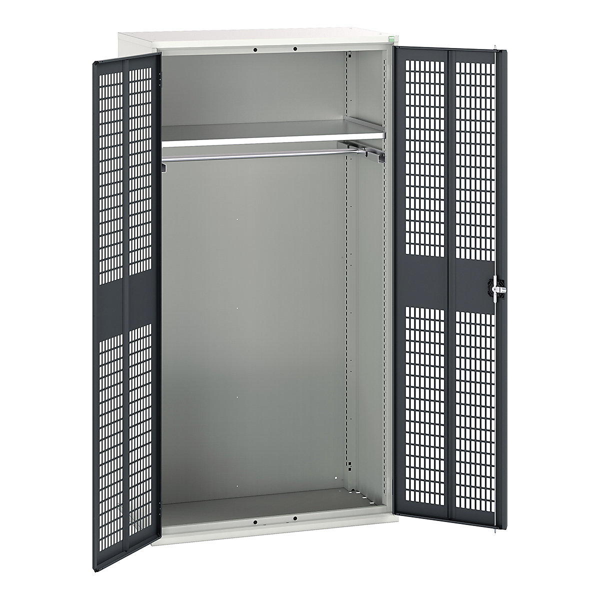 Bott Verso Workshop PPE Cupboards, Bott Verso Workshop PPE Cupboards, Bott Verso Workshop PPE Cupboards | 2000h x 1050w x 550d mm | 1 Shelves | 1 Rail | Ventilated Doors | Anthracite Grey-0