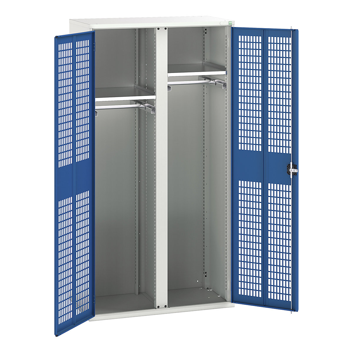 Bott Verso Workshop PPE Cupboards, Bott Verso Workshop PPE Cupboards, Bott Verso Workshop PPE Cupboards | 2000h x 1050w x 550d mm | 2 Shelves | 2 Rails | Ventilated Doors | Blue-0