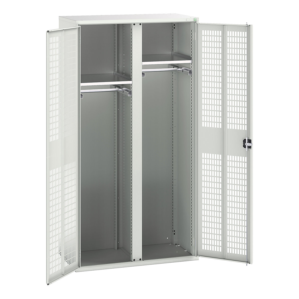 Bott Verso Workshop PPE Cupboards, Bott Verso Workshop PPE Cupboards, Bott Verso Workshop PPE Cupboards | 2000h x 1050w x 550d mm | 2 Shelves | 2 Rails | Ventilated Doors | Light Grey-0