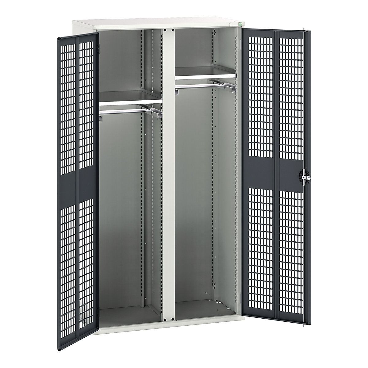 Bott Verso Workshop PPE Cupboards, Bott Verso Workshop PPE Cupboards, Bott Verso Workshop PPE Cupboards | 2000h x 1050w x 550d mm | 2 Shelves | 2 Rails | Ventilated Doors | Anthracite Grey-0