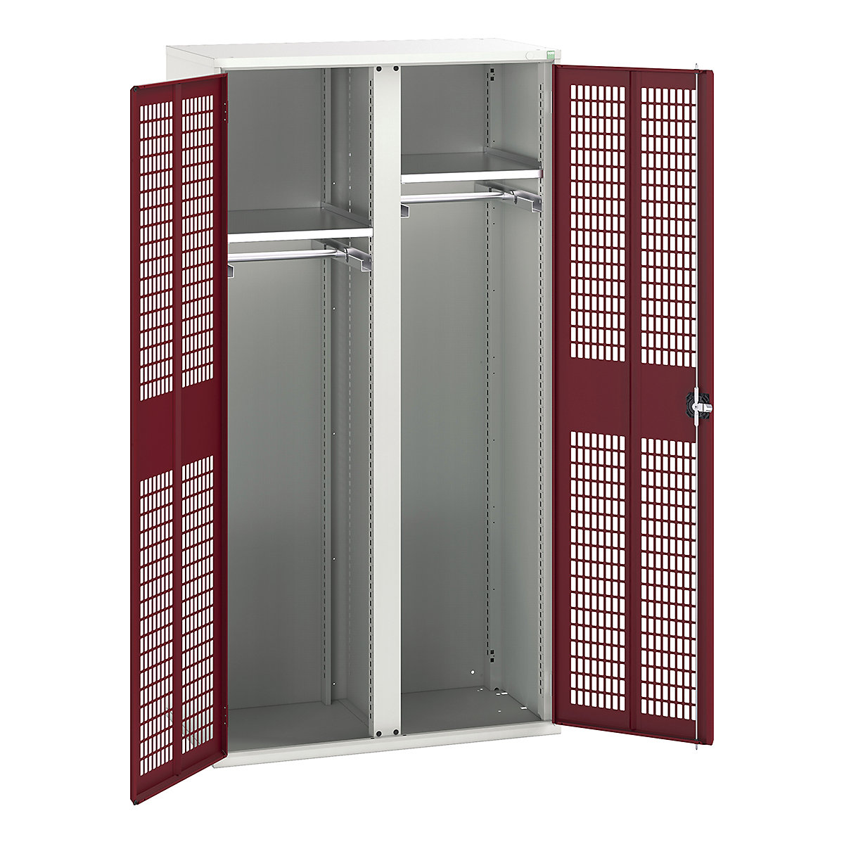 Bott Verso Workshop PPE Cupboards, Bott Verso Workshop PPE Cupboards, Bott Verso Workshop PPE Cupboards | 2000h x 1050w x 550d mm | 2 Shelves | 2 Rails | Ventilated Doors | Red-0