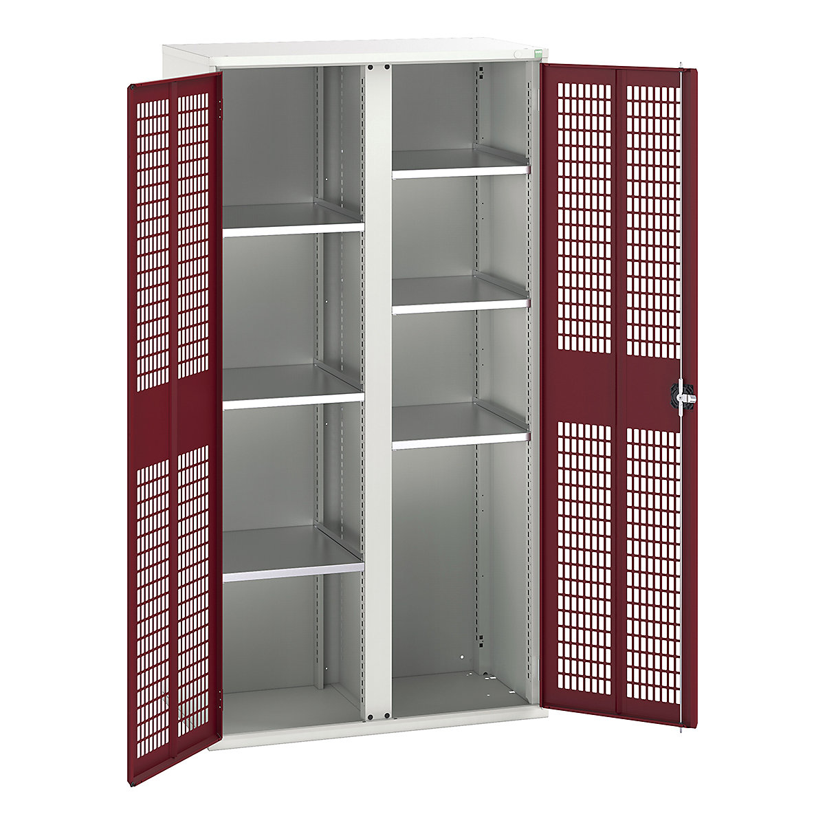 Bott Verso Workshop PPE Cupboards, Bott Verso Workshop PPE Cupboards, Bott Verso Workshop PPE Cupboards | 2000h x 1050w x 550d mm | 6 Shelves | Ventilated Doors | Red-0