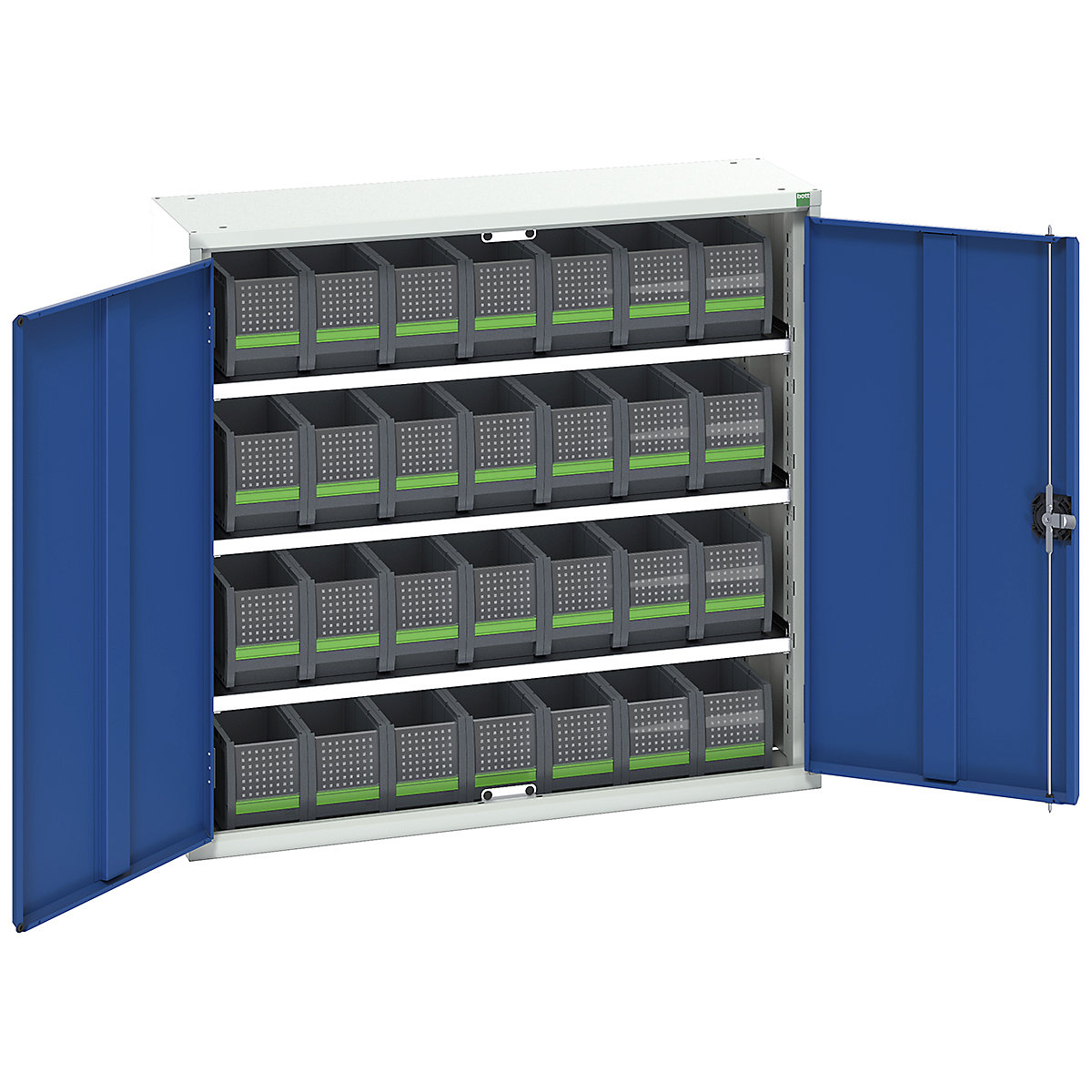 Bott Verso bottBox Cupboard Kits, Bott Verso bottBox Cupboard Kits, Bott Verso bottBox Cupboard Kits | 1000h x 1050w x 350d mm | 3 Shelves | 28 Boxes: 28x 130w x 298d x 165h | Blue-0