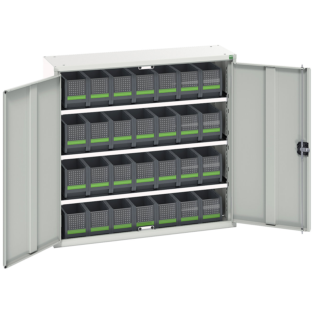 Bott Verso bottBox Cupboard Kits, Bott Verso bottBox Cupboard Kits, Bott Verso bottBox Cupboard Kits | 1000h x 1050w x 350d mm | 3 Shelves | 28 Boxes: 28x 130w x 298d x 165h | Light Grey-0