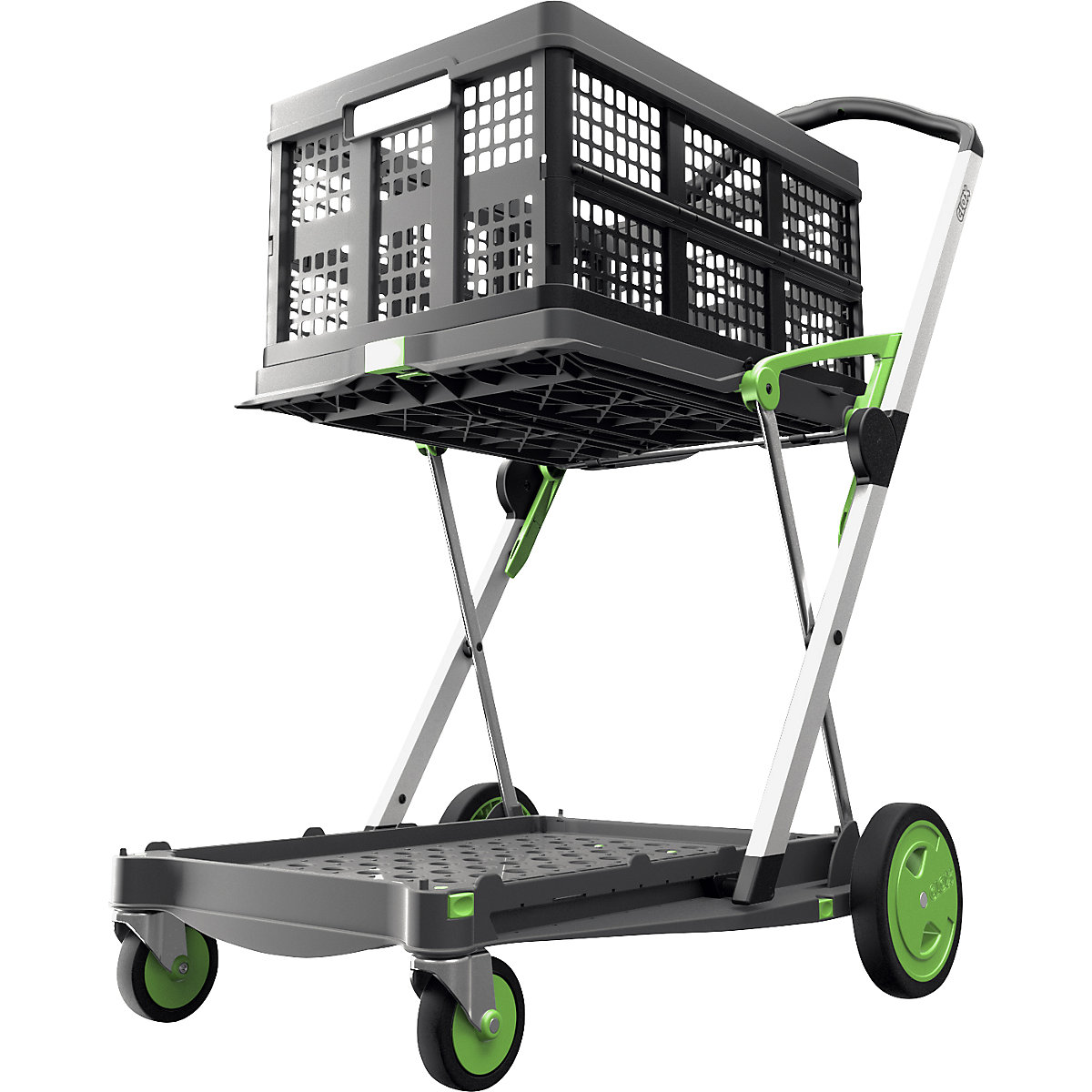 CLAX folding truck, with 46 l folding box, Green edition, 2+ items-2