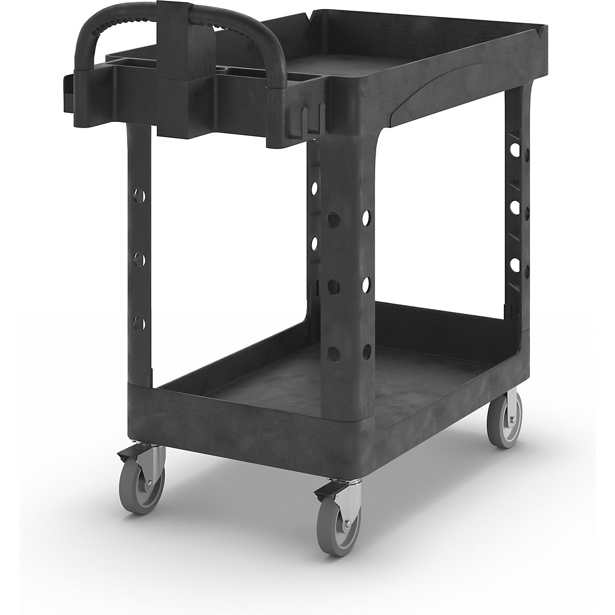 General purpose table trolley made of plastic – Rubbermaid, shelves with raised edges, LxWxH 975 x 432 x 832 mm-1
