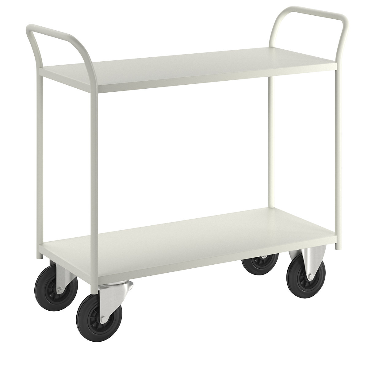 KM41 table trolley – Kongamek, 2 shelves, LxWxH 1080 x 450 x 975 mm, white, 2 swivel castors and 2 fixed castors-2