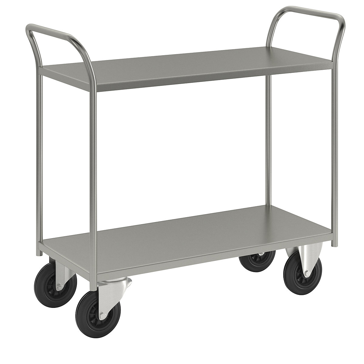 KM41 table trolley – Kongamek, 2 shelves, LxWxH 1080 x 450 x 975 mm, zinc plated, 2 swivel castors and 2 fixed castors-8