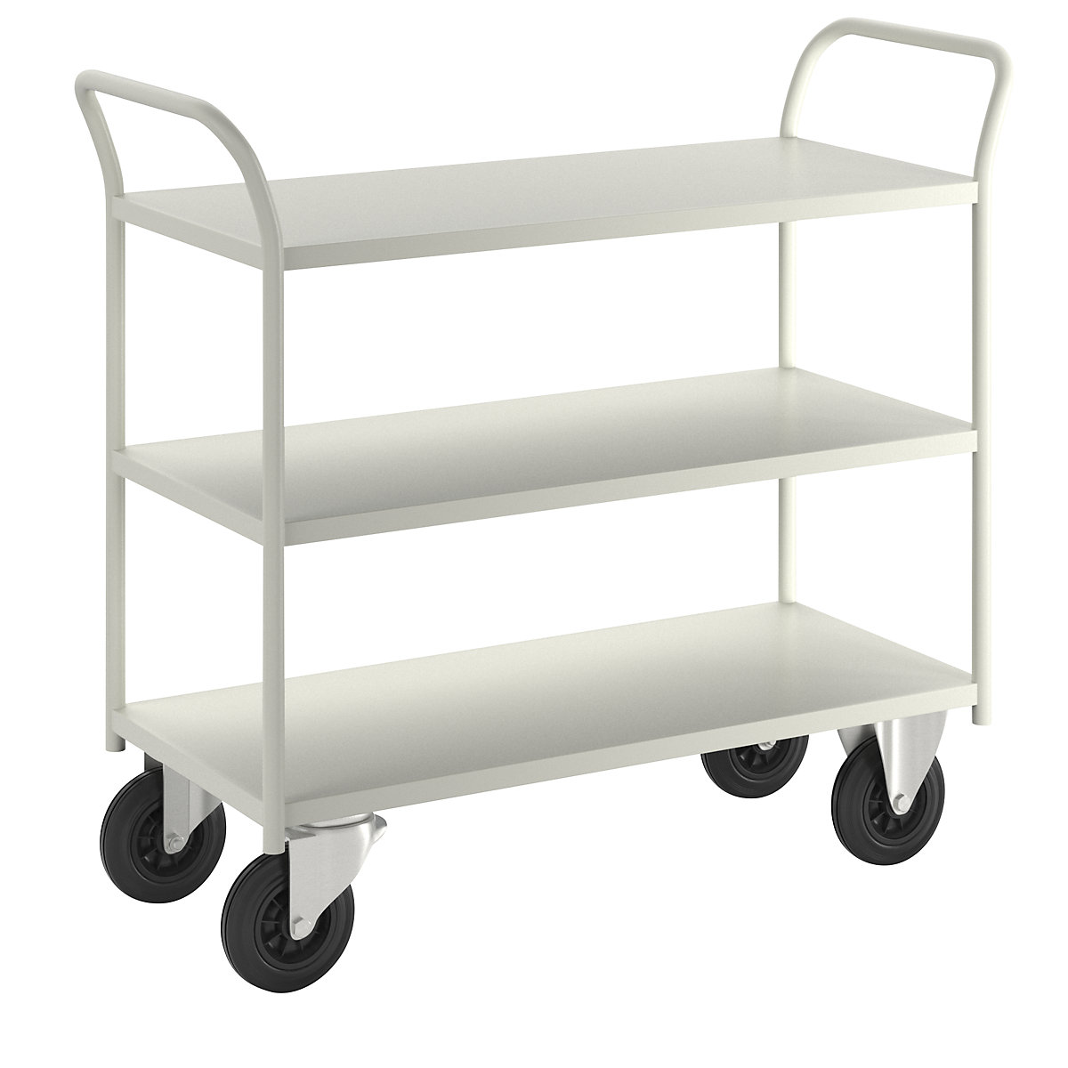 KM41 table trolley – Kongamek, 3 shelves, LxWxH 1080 x 450 x 975 mm, white, 2 swivel castors and 2 fixed castors-6