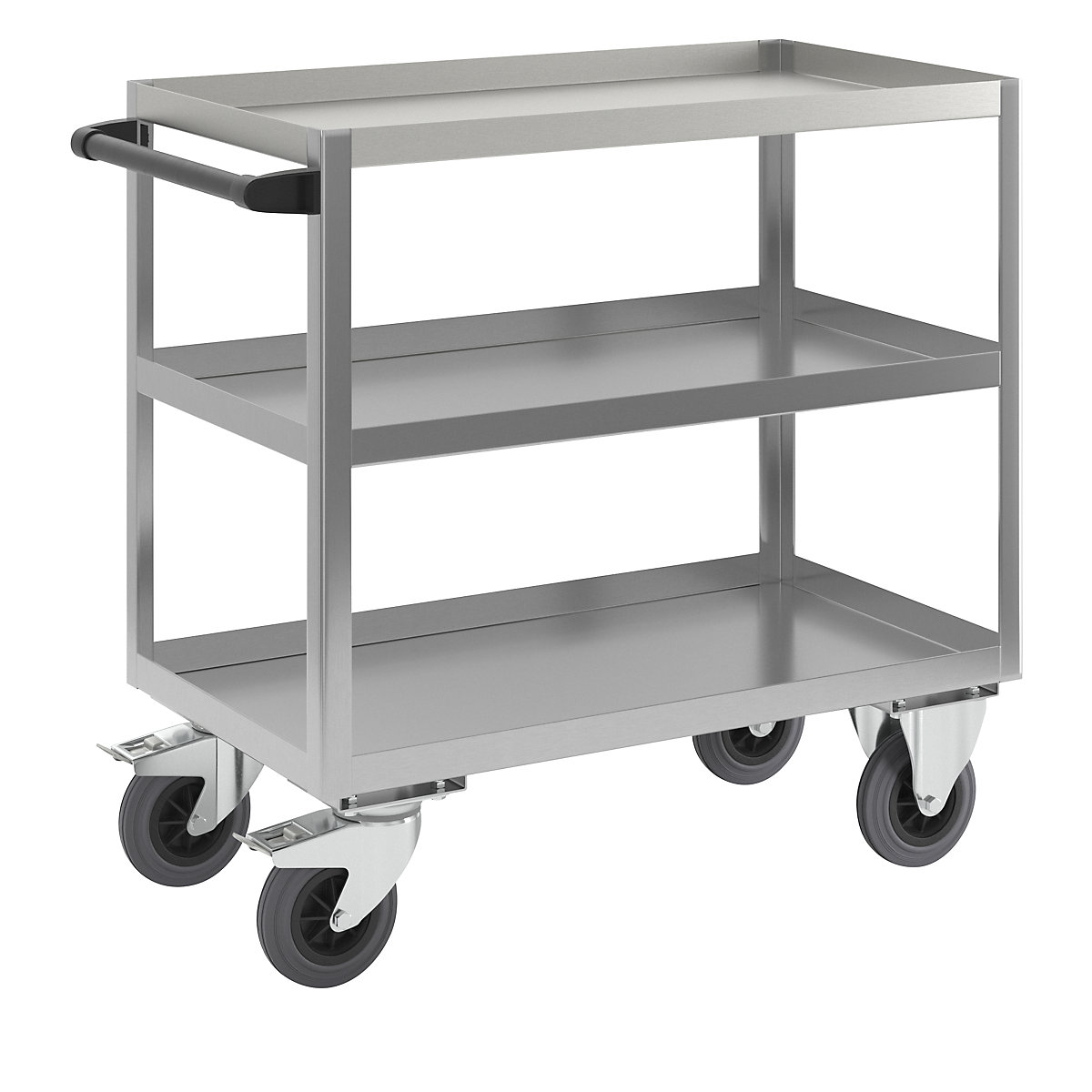 Stainless steel platform trolley – eurokraft pro, LxW 900 x 500 mm, overall height 915 mm, max. load 350 kg-1