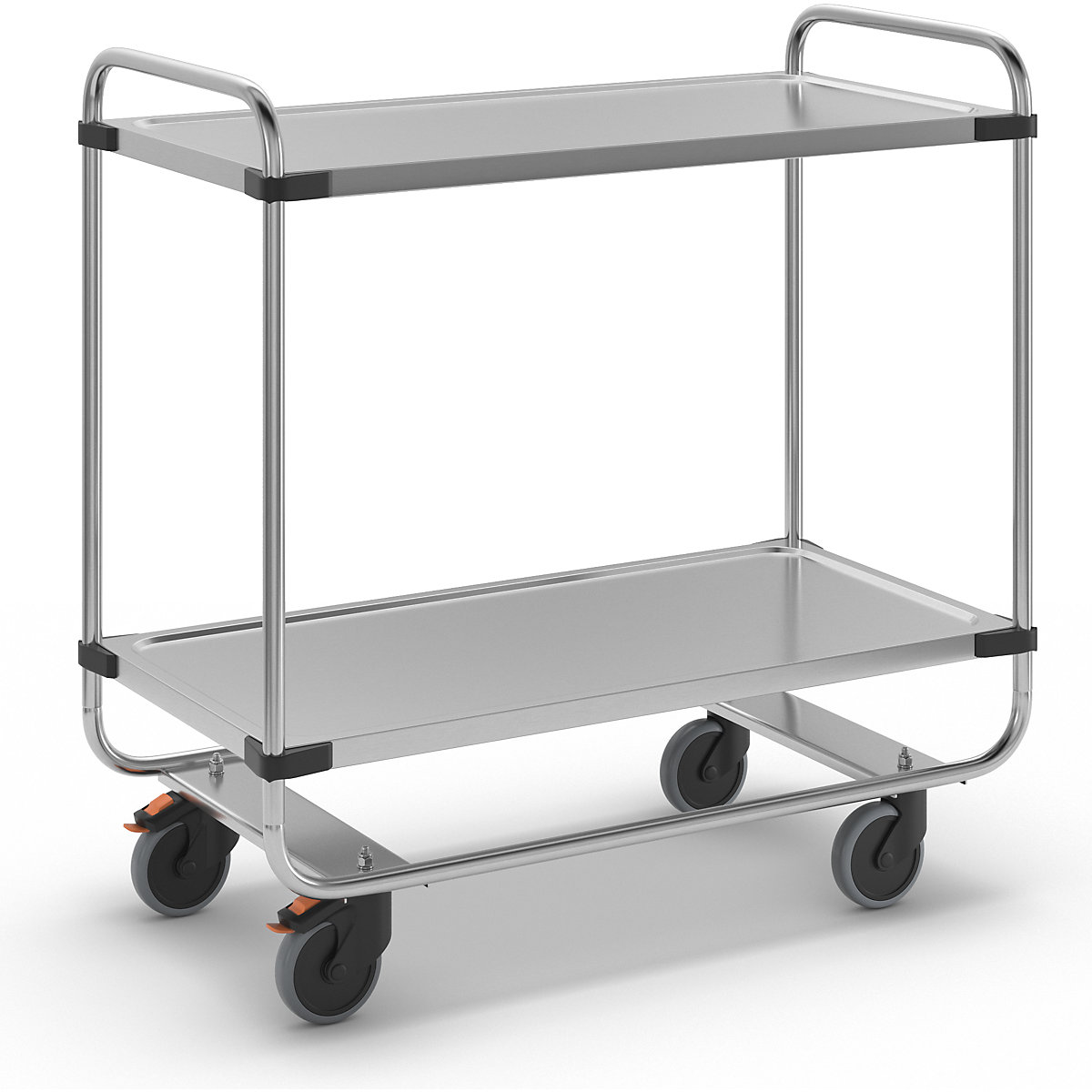 Stainless steel serving trolley, assembled, with 2 shelves, LxWxH 1035 x 535 x 1010 mm-1