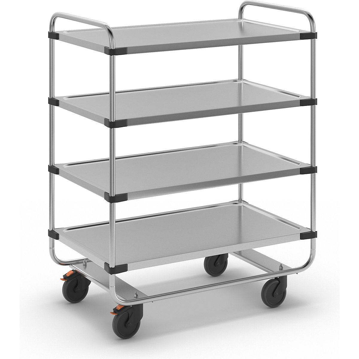 Stainless steel serving trolley, assembled, with 4 shelves, LxWxH 1035 x 635 x 1310 mm-1