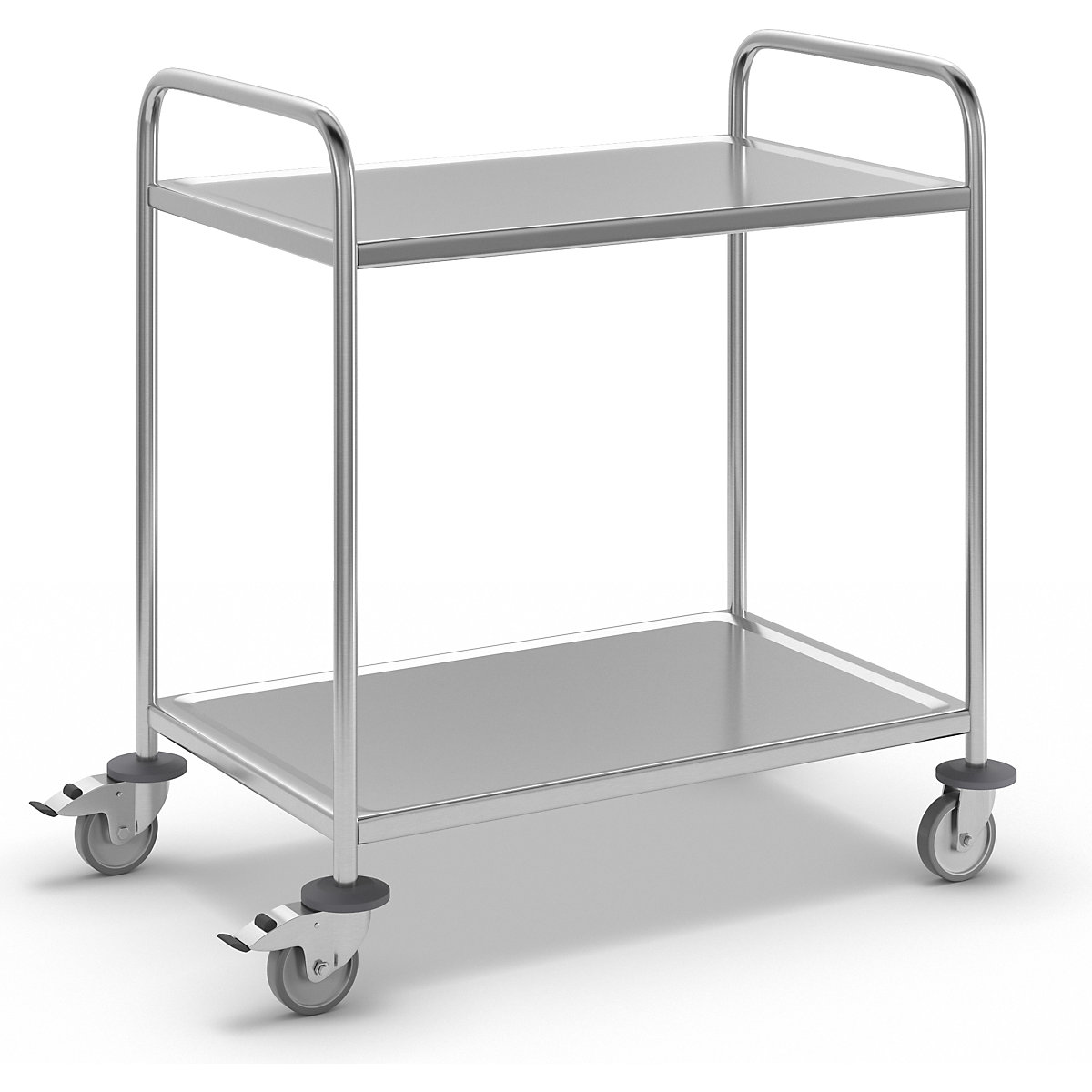 Stainless steel serving trolley – Kongamek, LxWxH 710 x 400 x 805 mm, with 2 shelves-1