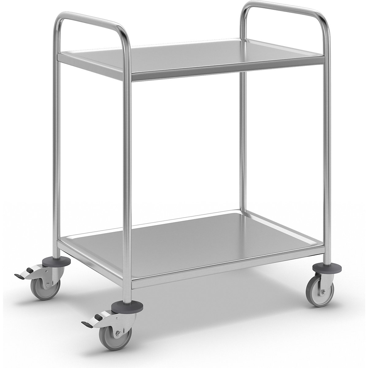 Stainless steel serving trolley – Kongamek, LxWxH 910 x 590 x 940 mm, with 2 shelves-2