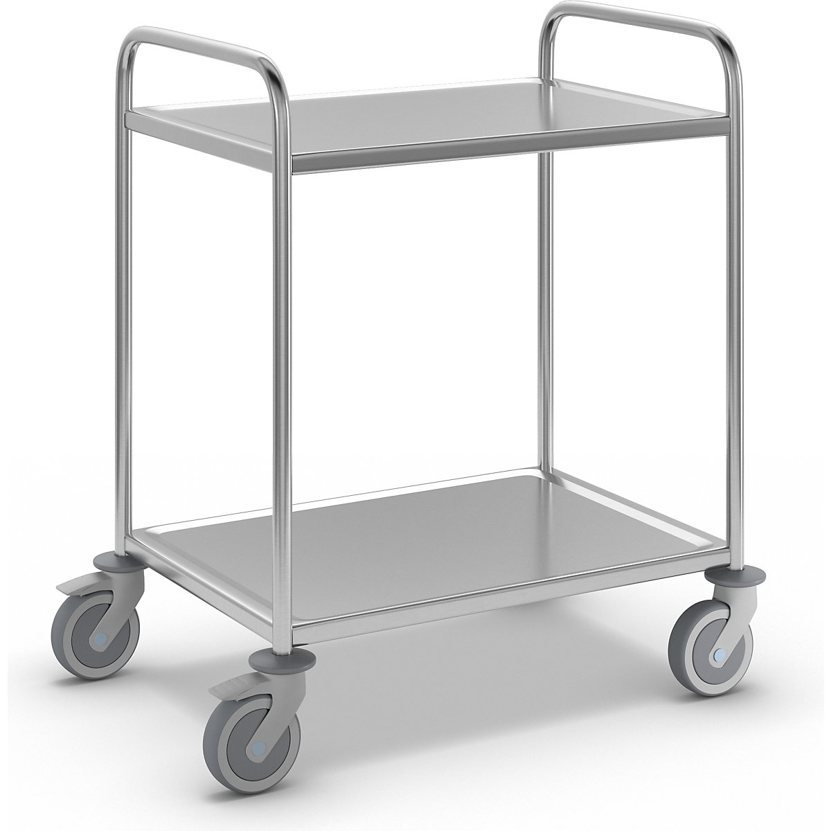 Stainless steel serving trolley – Kongamek, LxWxH 910 x 590 x 965 mm, with 2 shelves-1