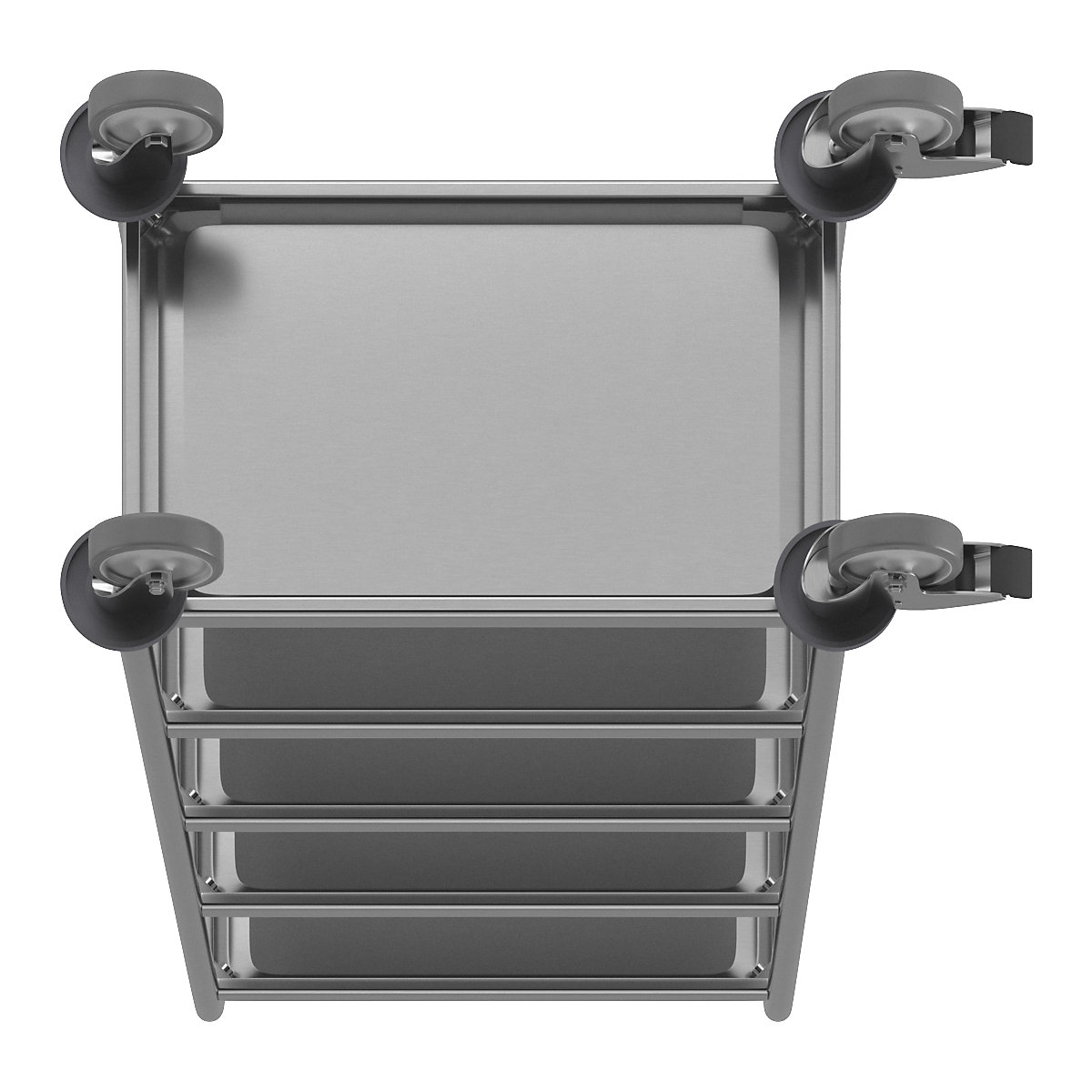 Stainless steel serving trolley – eurokraft basic (Product illustration 4)-3