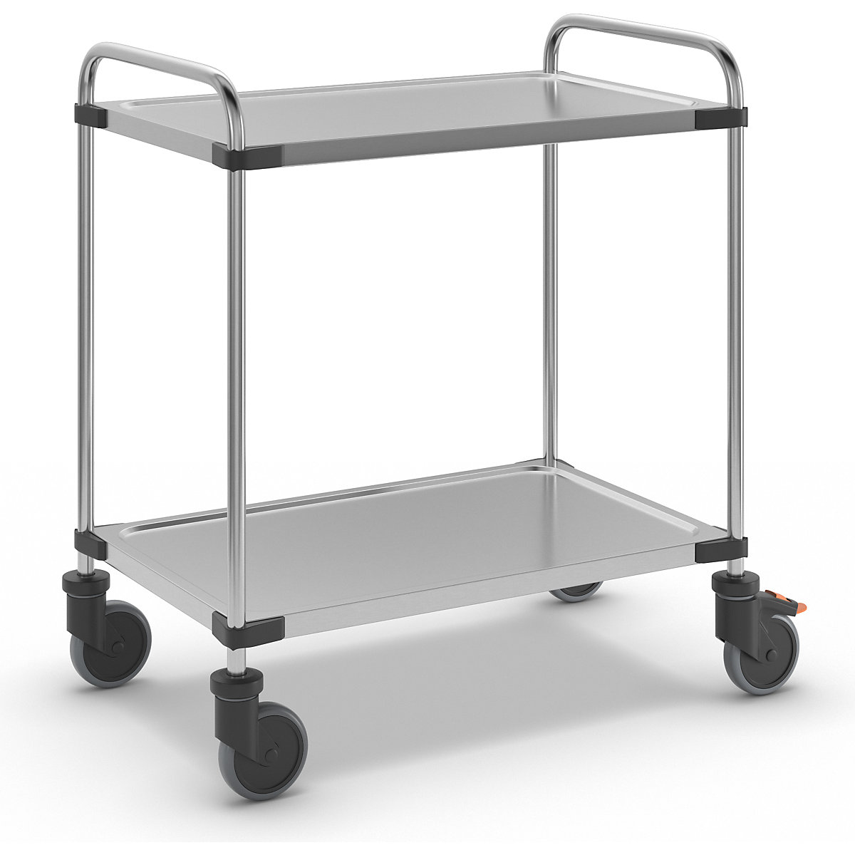 Stainless steel table trolley, with 2 shelves, LxWxH 870 x 570 x 950 mm, assembled-2