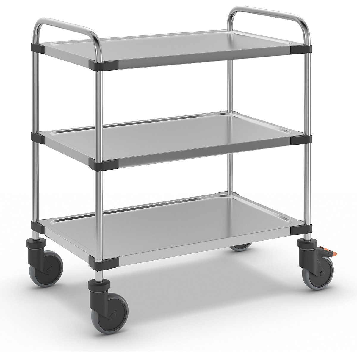 Stainless steel table trolley, with 3 shelves, LxWxH 870 x 570 x 950 mm, assembled-2
