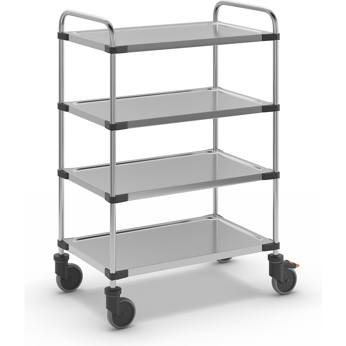 Stainless steel table trolley, with 4 shelves, LxWxH 870 x 570 x 1260 mm, assembled-3