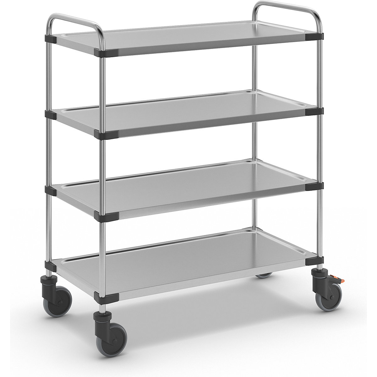 Stainless steel table trolley, with 4 shelves, LxWxH 1070 x 570 x 1260 mm, unassembled-4