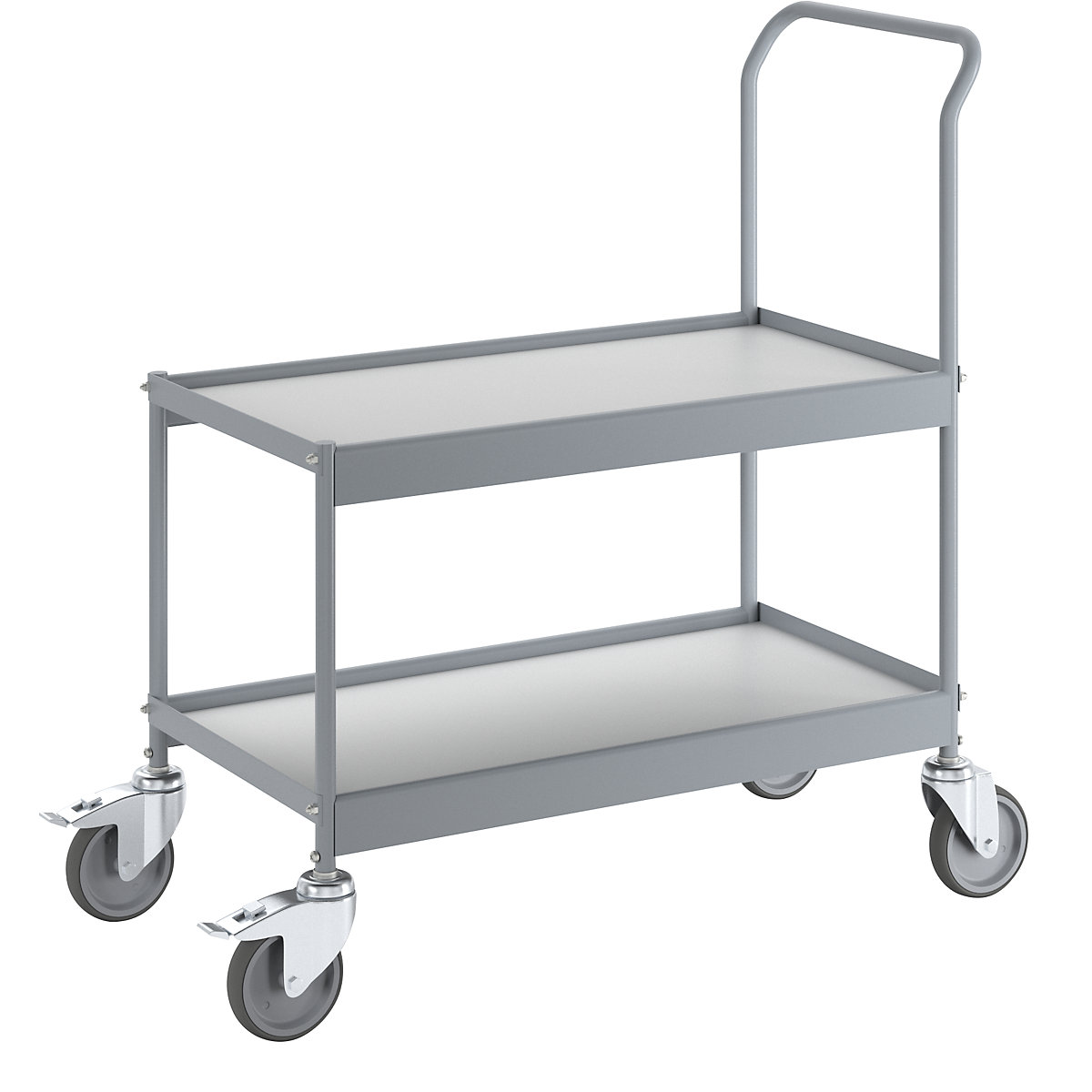 Table trolley, max. load 150 kg on 2 shelves, LxW 790 x 425 mm, with 2 swivel castors with double stops-2