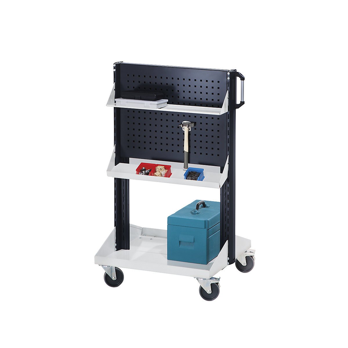 Tool and assembly trolley – ANKE, overall max. load 200 kg, charcoal RAL 7016-1