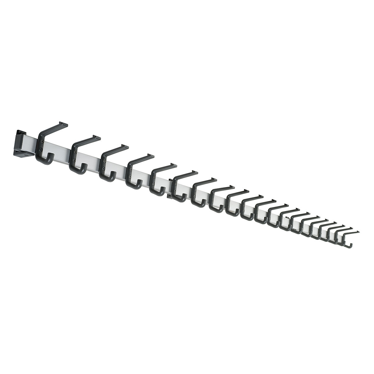 Wieszak ścienny na ubrania, aluminium, obciążenie wieszaków: 90 kg, 20 wieszaków, szer. 2000 mm, opak. 1 szt.-0