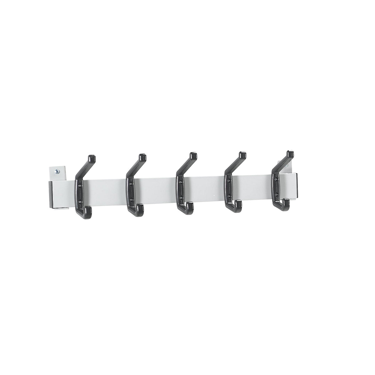 Wieszak ścienny na ubrania – eurokraft basic, białe aluminium, opak. 2 szt., 5 wieszaków z tworzywa-0