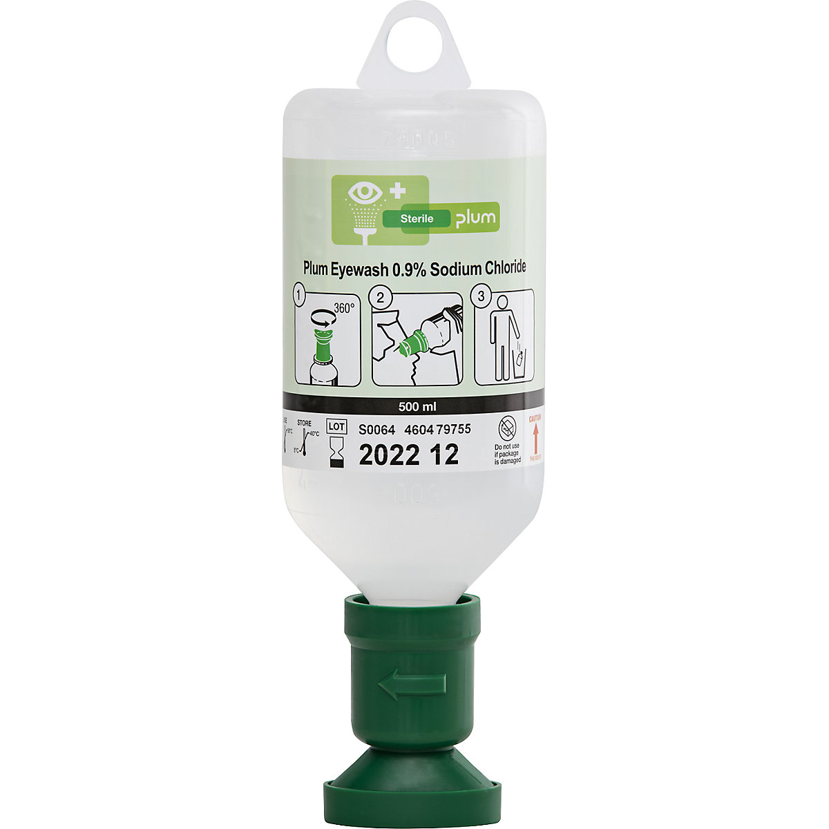 Butelka do płukania oczu, ze sterylnym roztworem chlorku sodu, opak. 3 x 500 ml