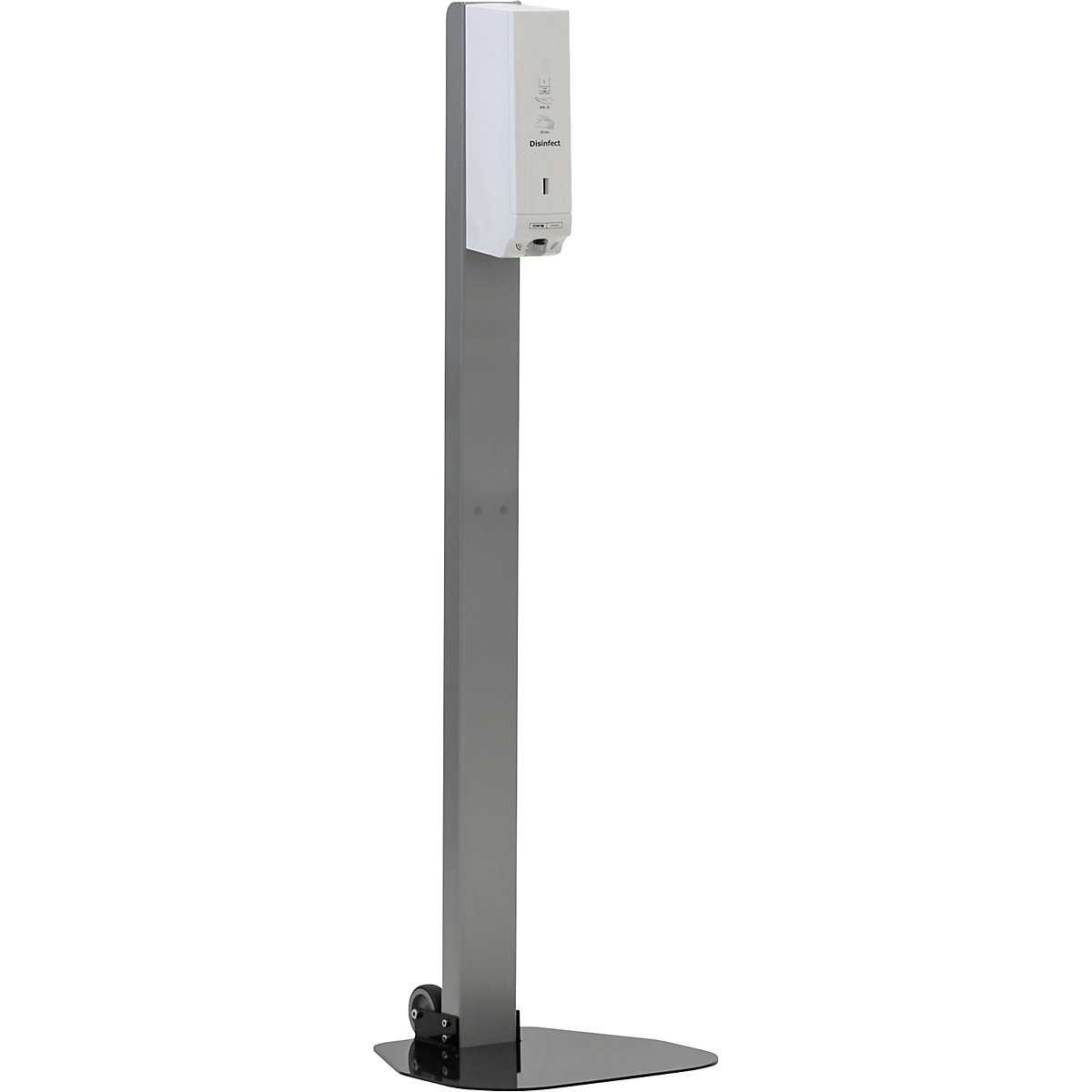 Sloupek s dávkovačem dezinfekčního prostředku NON TOUCH, pro láhev Click-in-Bottle 0,5 l, mobilní-0