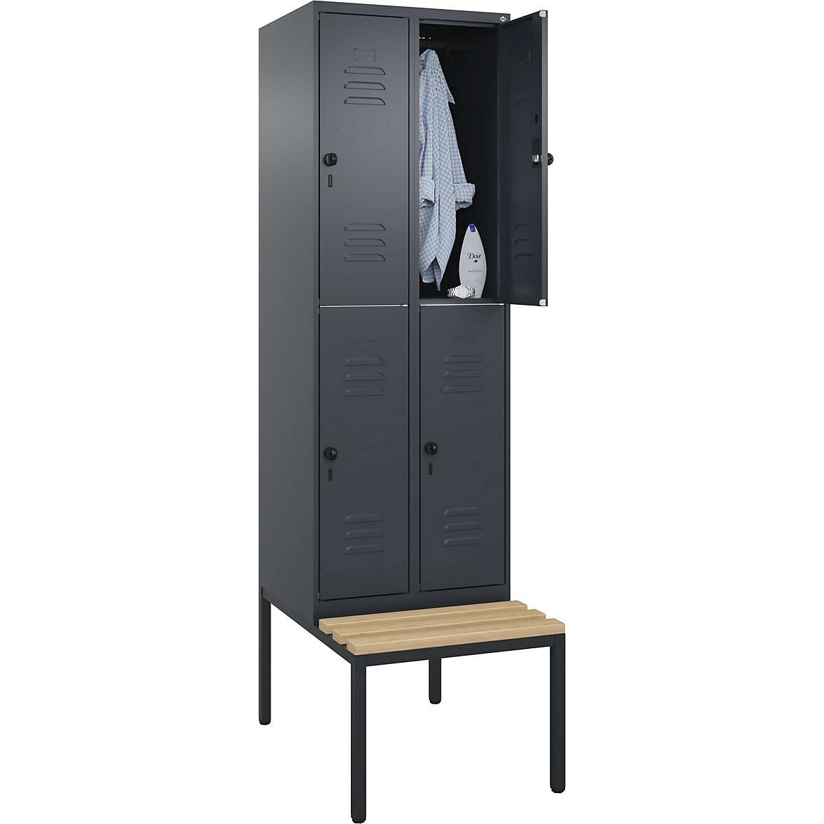 Dvoupatrová skříňka Classic PLUS s lavicí – C+P