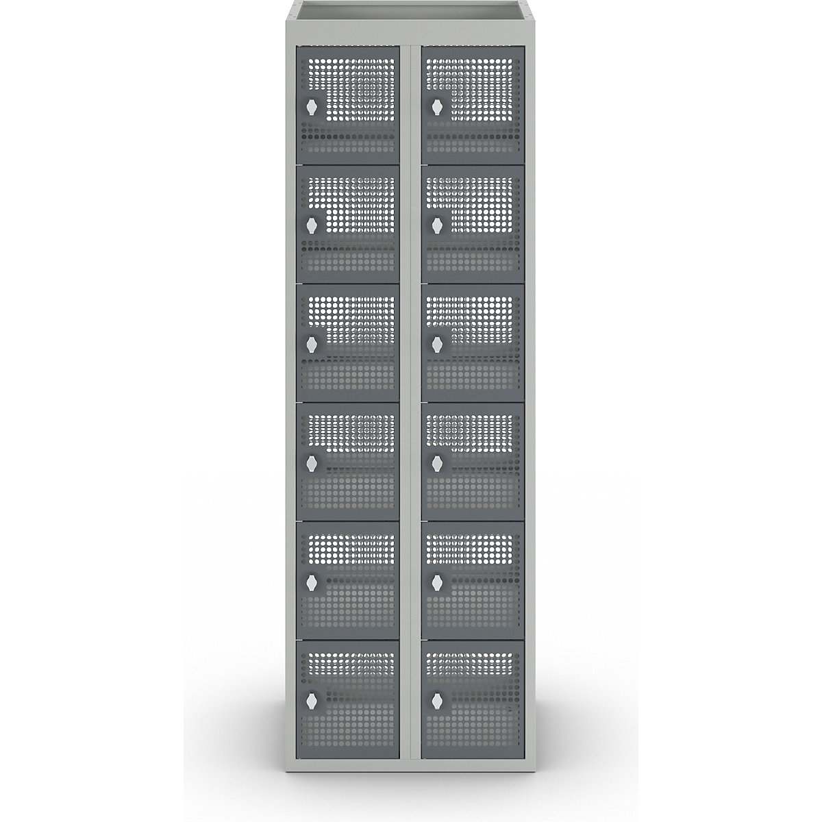 Šestinásobná skříň s uzamykatelnými boxy, děrovaný plech – eurokraft pro (Obrázek výrobku 4)-3