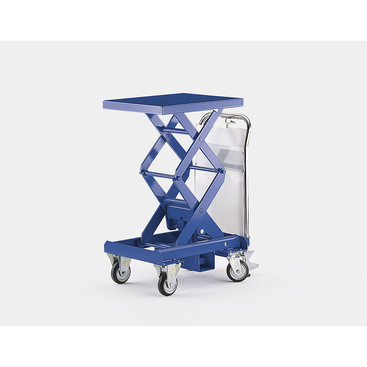 Dvojitý nožnicový zdvíhací vozík, enciánová modrá