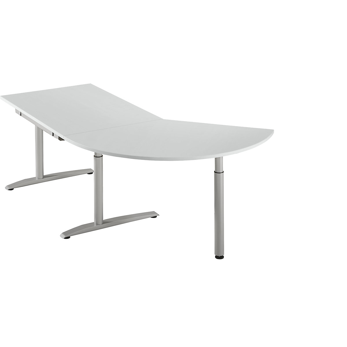 Ansatztisch, höhenverstellbar 680 – 820 mm HANNA, 3/8-Kreis, mit Stützfuß, lichtgrau-0