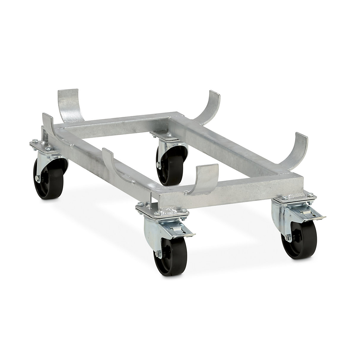 Fahrgestell für GfK-Rechteckbehälter CEMO, Polypropylen-Rollen, schwarz, für LxB 873 x 572 mm, Rad-Ø 100 mm-0