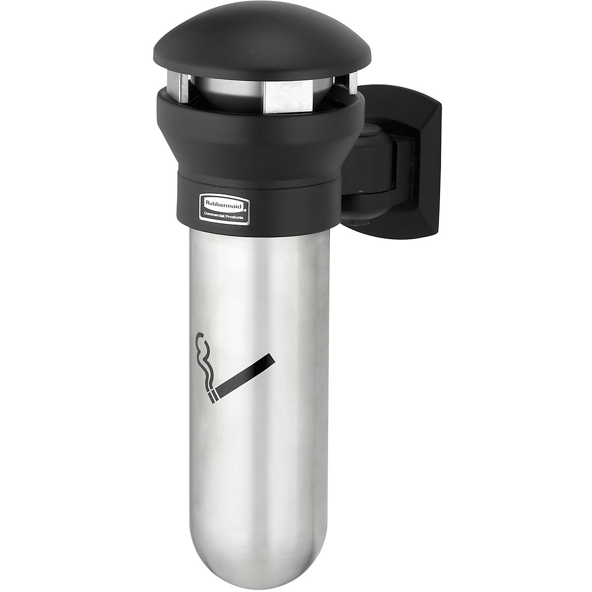 Sodoben stenski pepelnik iz nerjavnega jekla – Rubbermaid, 2,3 l, VxØ 457 x 300 mm, srebrn / črn-0
