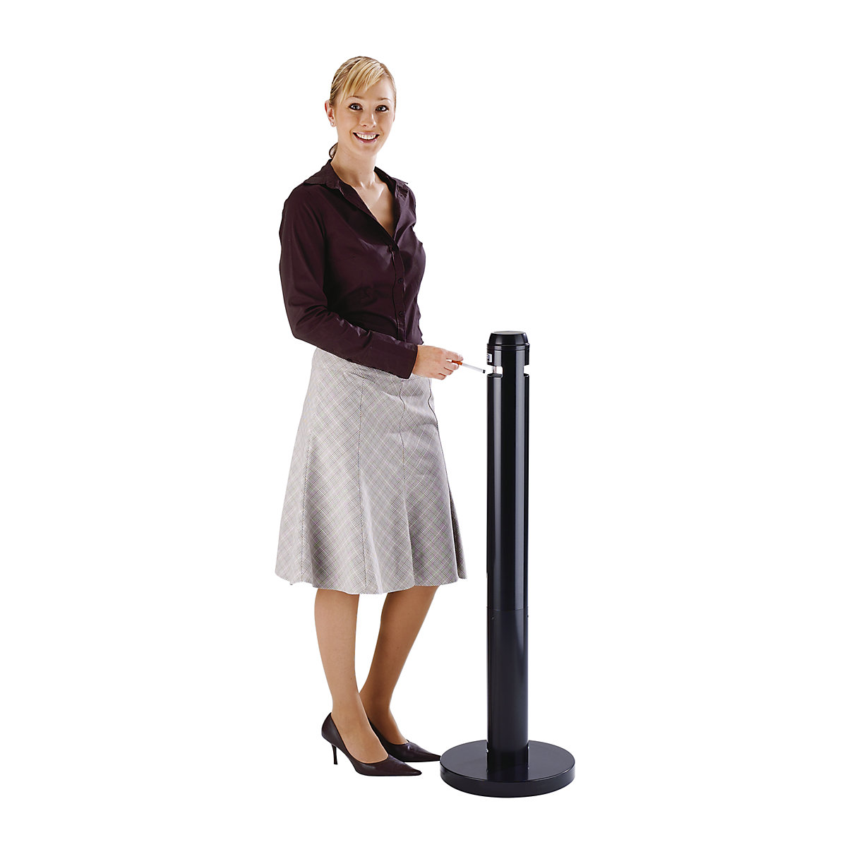 Stebričasti pepelnik iz aluminija – Rubbermaid, prostornina 4 l, črne barve, višina 1041 mm-0