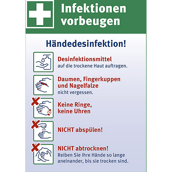 Rettungszeichen, VE 10 Stk, Infektionen vorbeugen: Händedesinfektion!