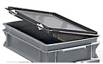 Hinged lid for Euro stacking containers