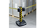 Mobile tape barrier made of aluminium and stainless steel