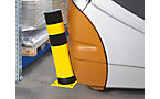 Flexible crash protection bollard made of steel