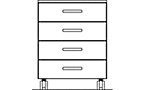 Laboratory base cupboard, mobile, standing height